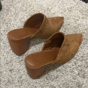 Glaze Tan Suede Block Heel Mules